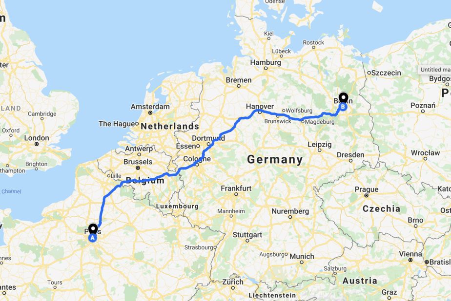 europe road trip map paris to berlin